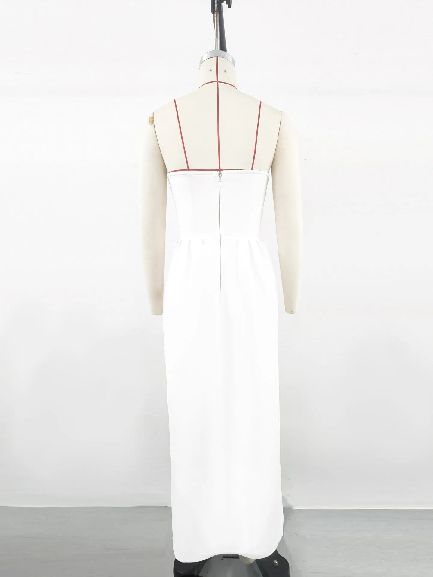 Enid Sleeveless Diamond Slit Bandage Maxi Dress White