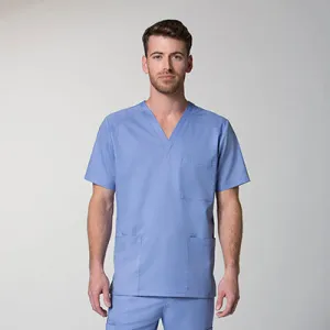 EON 5308 Men’s Mesh Panel 3-Pocket V-Neck Top Ceil Blue