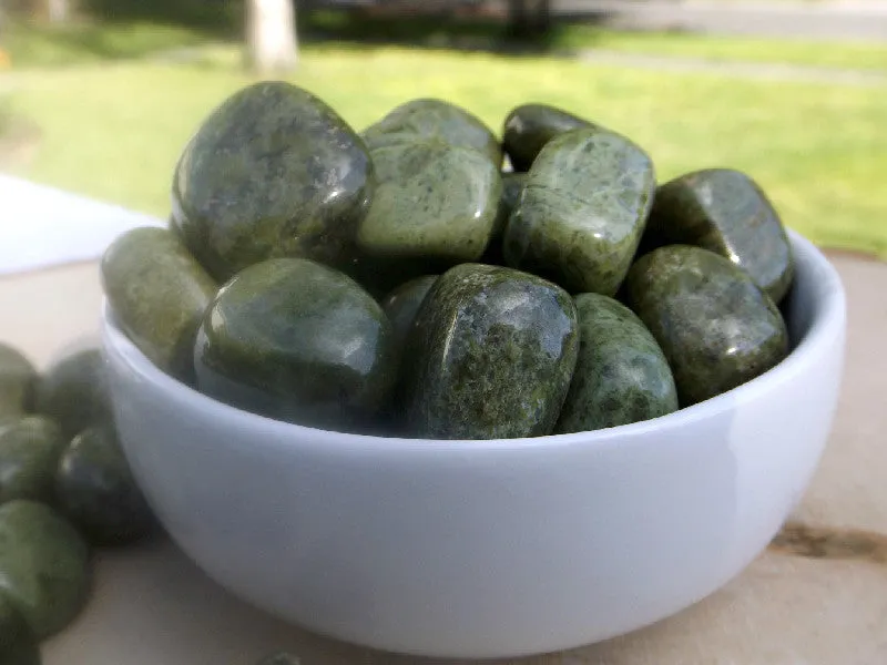 Epidote in Quartz tumbles | 2pcs