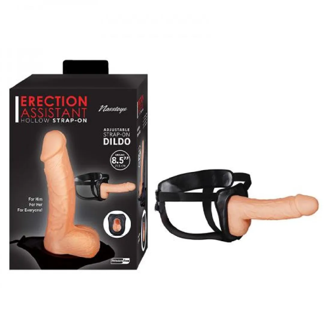 Erection Assistant 8.5 Inch Hollow Dildo & Strap-on Harness - Vanilla