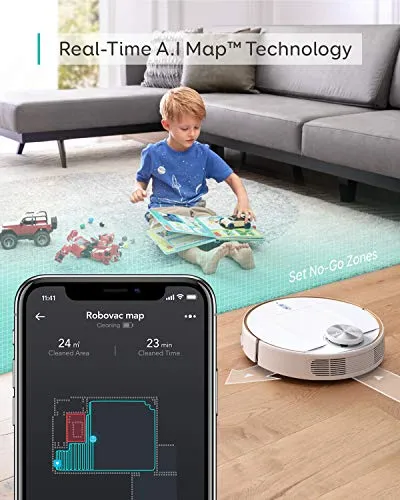 eufy by Anker, RoboVac L70 Hybrid, Robot Vacuum, iPath Laser Navigation, 2-in-1 Vacuum and Mop, Wi-Fi, Real-Time Mapping, 2200Pa Strong Suction, Quiet, for Hardwood Floor to Medium-Pile Carpets