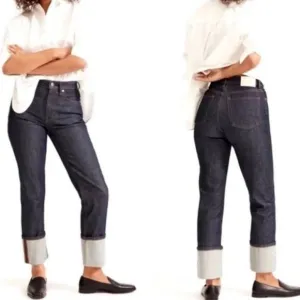 Everlane The High Rise Straight Jean 28 Reg Deep Blue NWOT