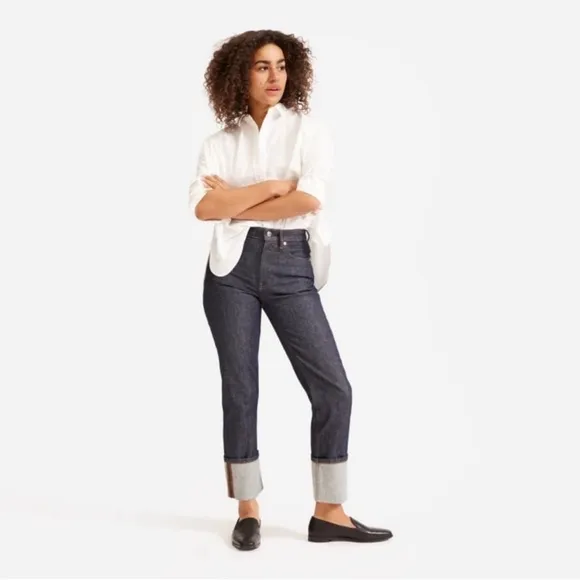 Everlane The High Rise Straight Jean 28 Reg Deep Blue NWOT