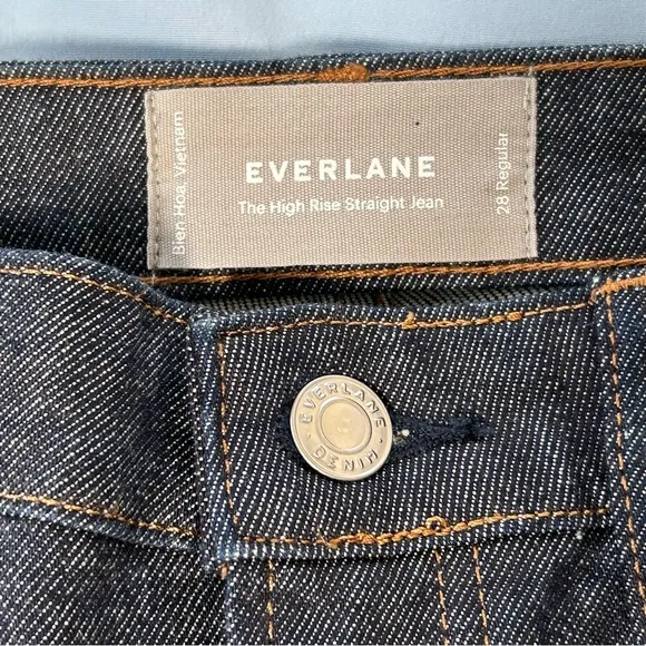 Everlane The High Rise Straight Jean 28 Reg Deep Blue NWOT