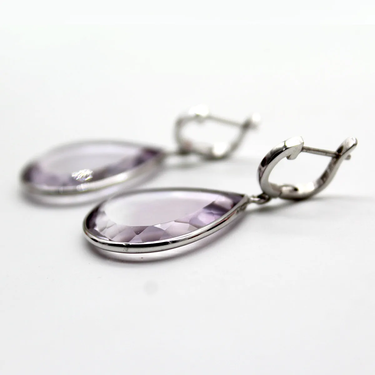 Extremely Light Amethyst Pear Shape Earrings