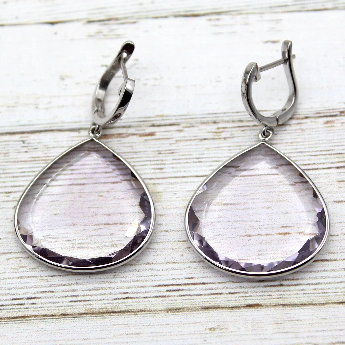 Extremely Light Amethyst Pear Shape Earrings