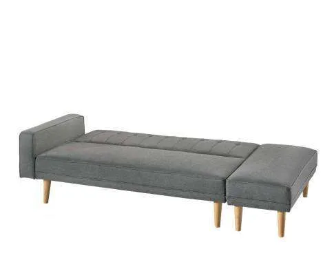 Fabric Sofa Bed with Ottoman - Light Grey