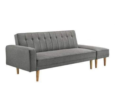 Fabric Sofa Bed with Ottoman - Light Grey
