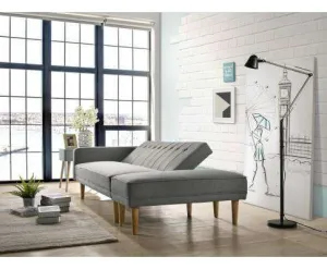 Fabric Sofa Bed with Ottoman - Light Grey