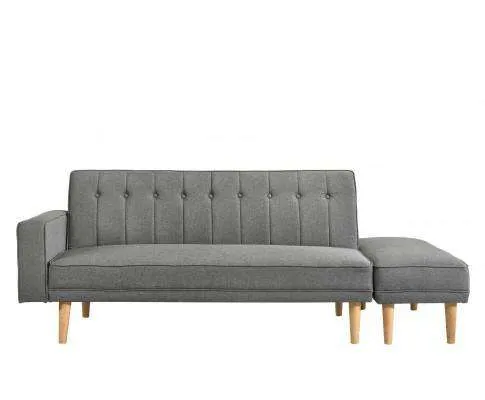 Fabric Sofa Bed with Ottoman - Light Grey