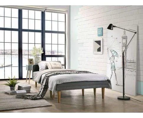 Fabric Sofa Bed with Ottoman - Light Grey