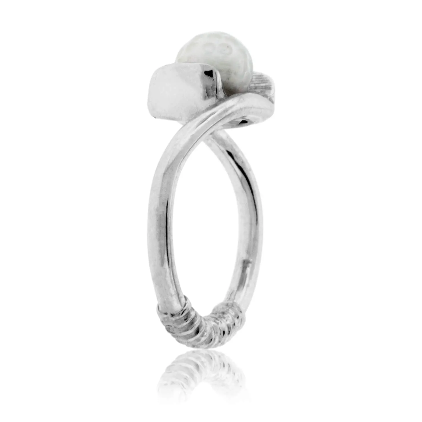 Faceted Pearl Double Putter Golf Ring