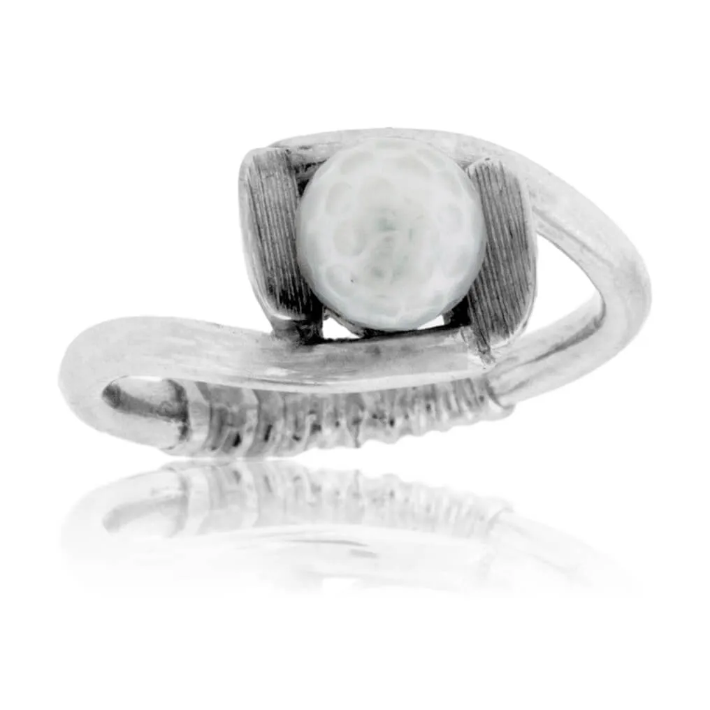 Faceted Pearl Double Putter Golf Ring