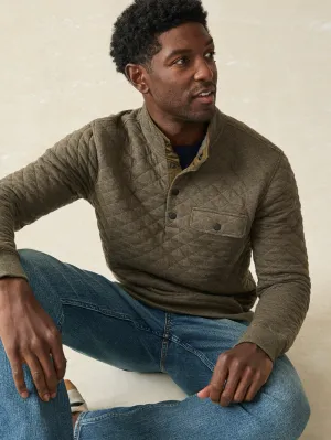 Faherty - Epic Quilted Fleece Pullover - Olive Melange