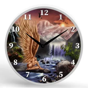 Fantasy Scene <br>Round Framed Wall Clock 11.75"