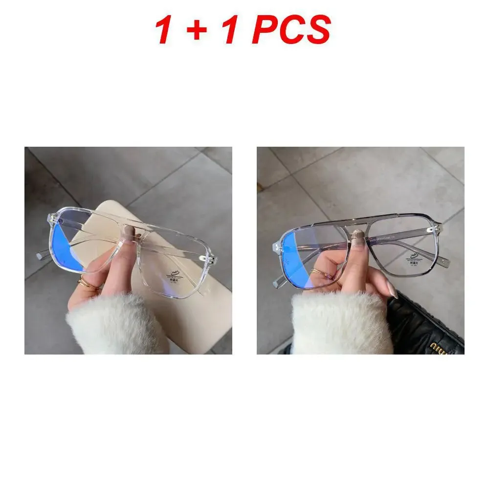 Fashion Square Double Bridges Eyeglasses Frame