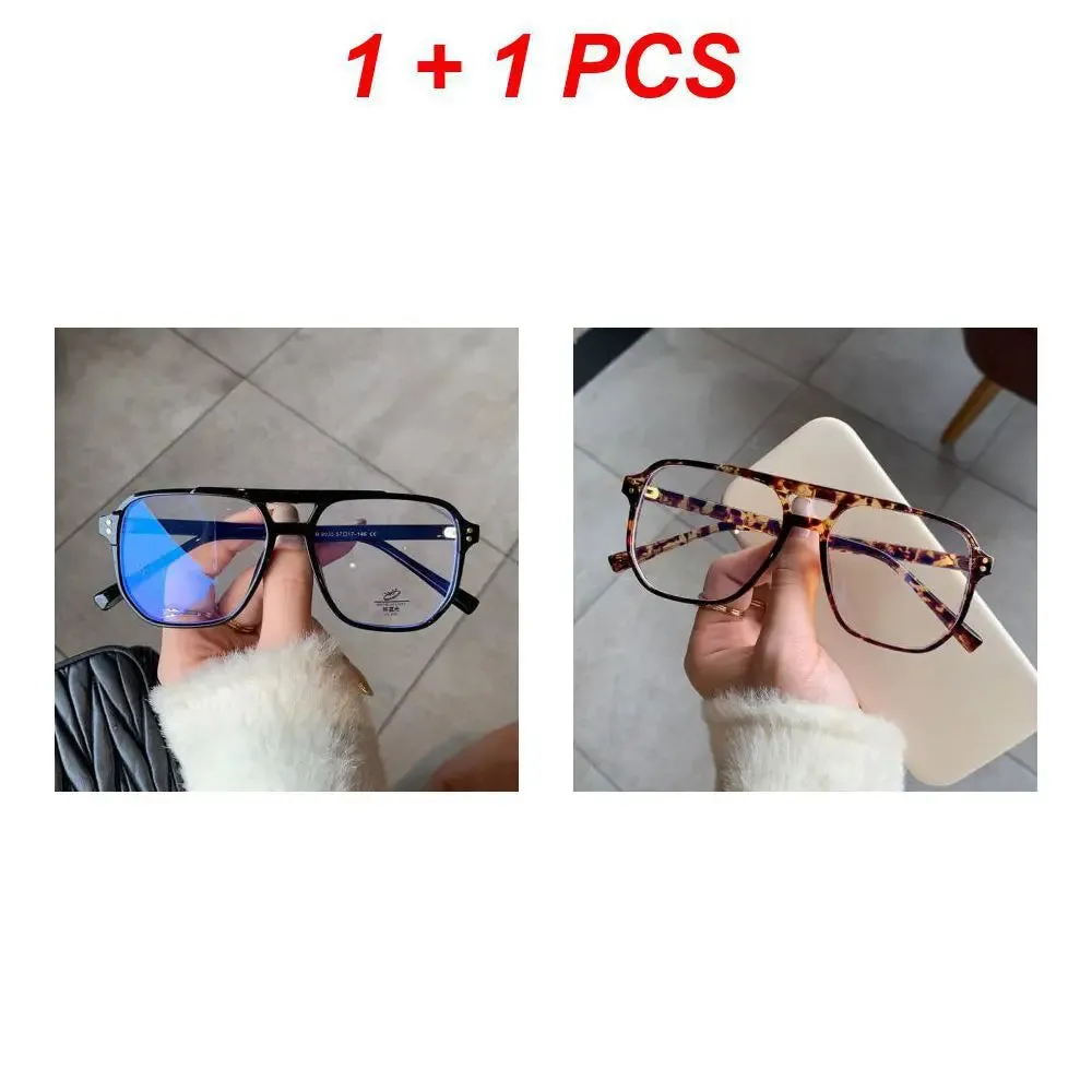 Fashion Square Double Bridges Eyeglasses Frame
