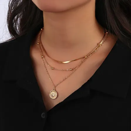 Fashion Women's Long Necklaces Multilayer Necklace With Pendant Luxury Jewerly