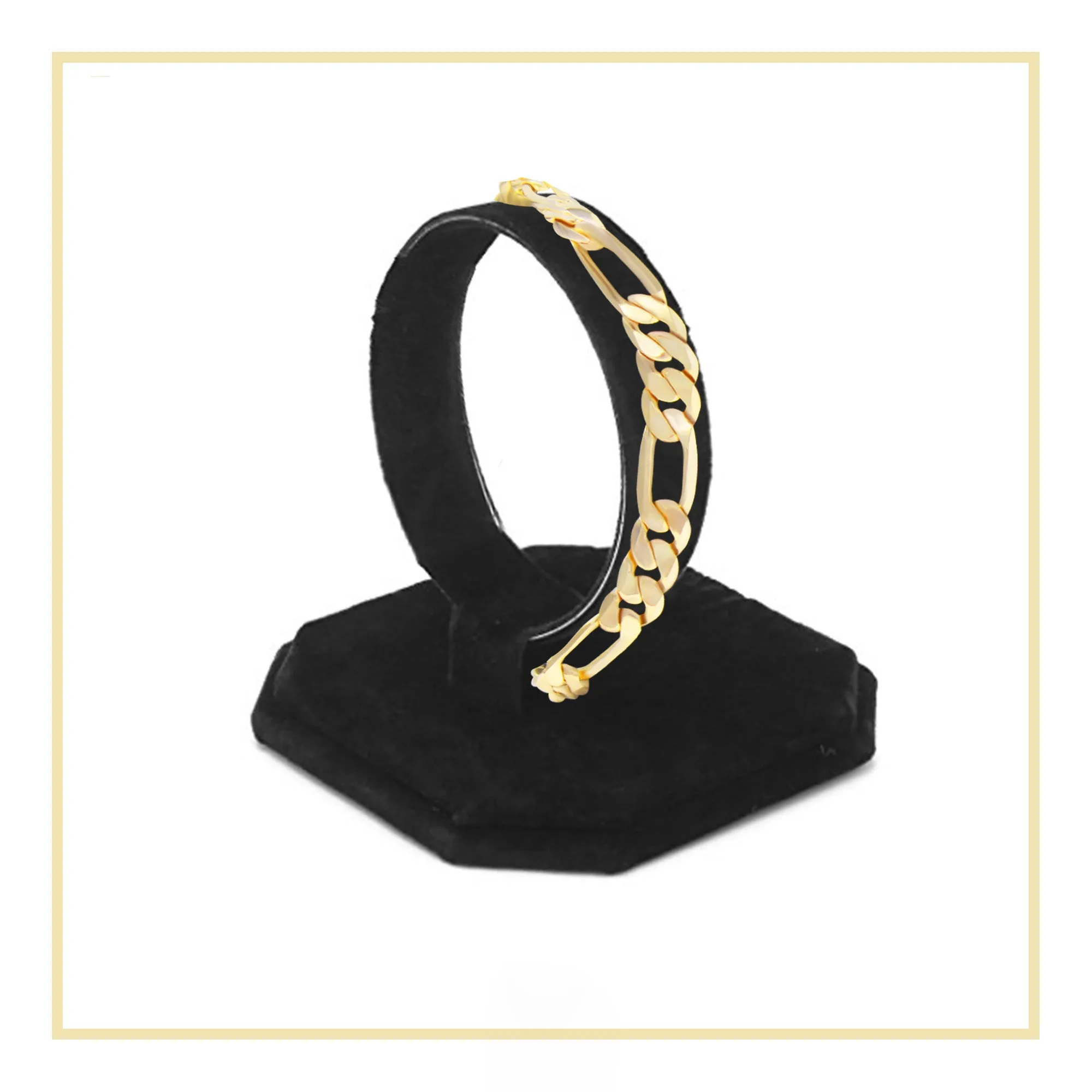 Figaro Chain 14K Gold Filled Bracelet 8.5" Lobster Claw Clasp Jewelry Gift for Men