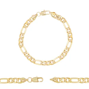 Figaro Chain 14K Gold Filled Bracelet 8.5" Lobster Claw Clasp Jewelry Gift for Men