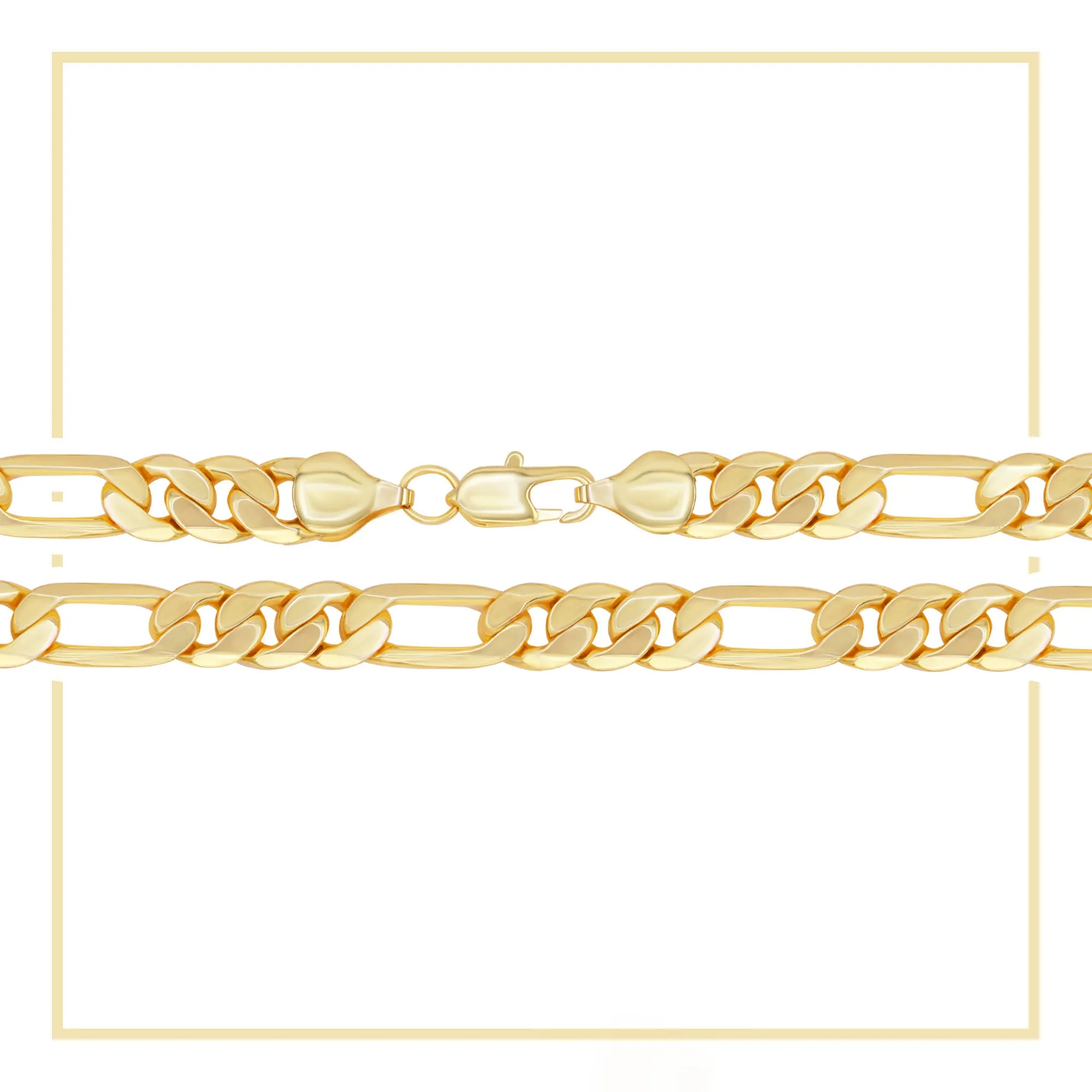 Figaro Chain 14K Gold Filled Bracelet 8.5" Lobster Claw Clasp Jewelry Gift for Men