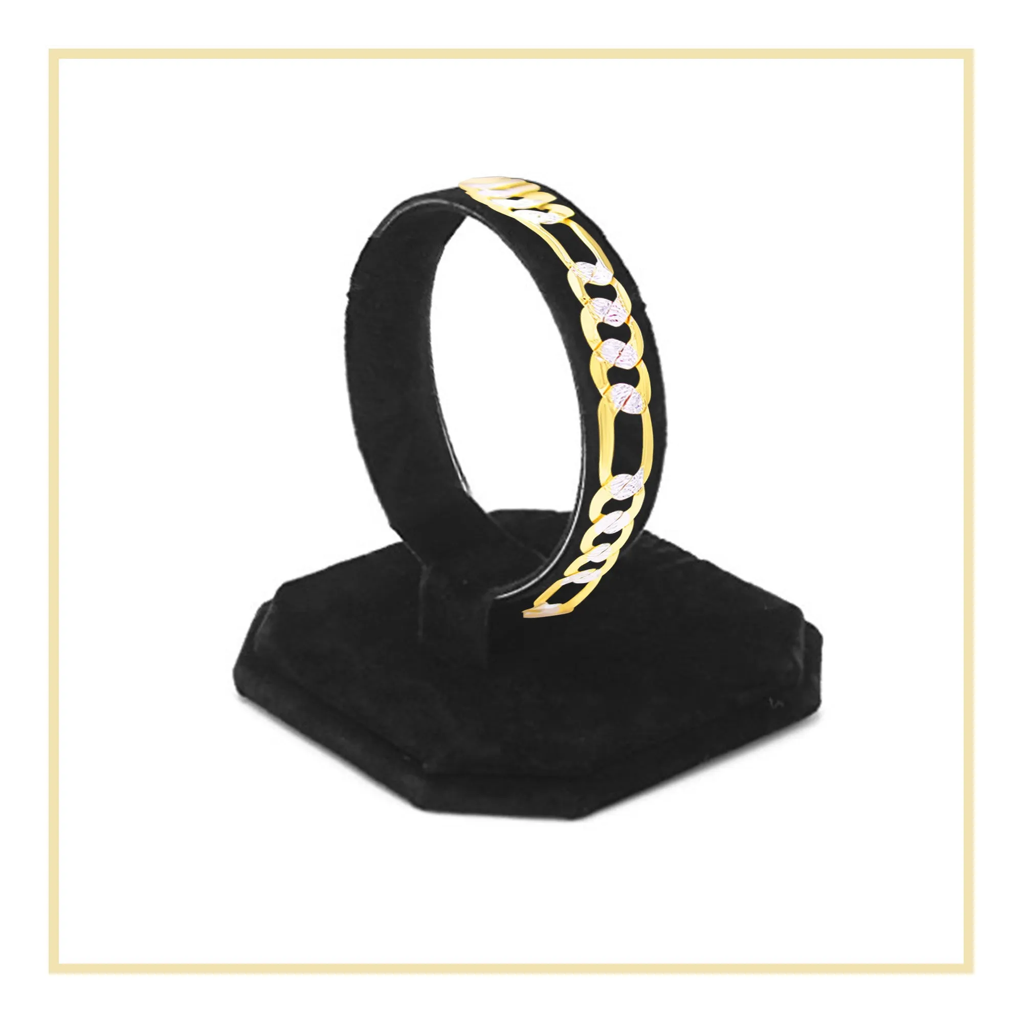 Figaro Chain 14K Gold Filled Bracelet 8.5" Lobster Claw Clasp Jewelry Gift for Men