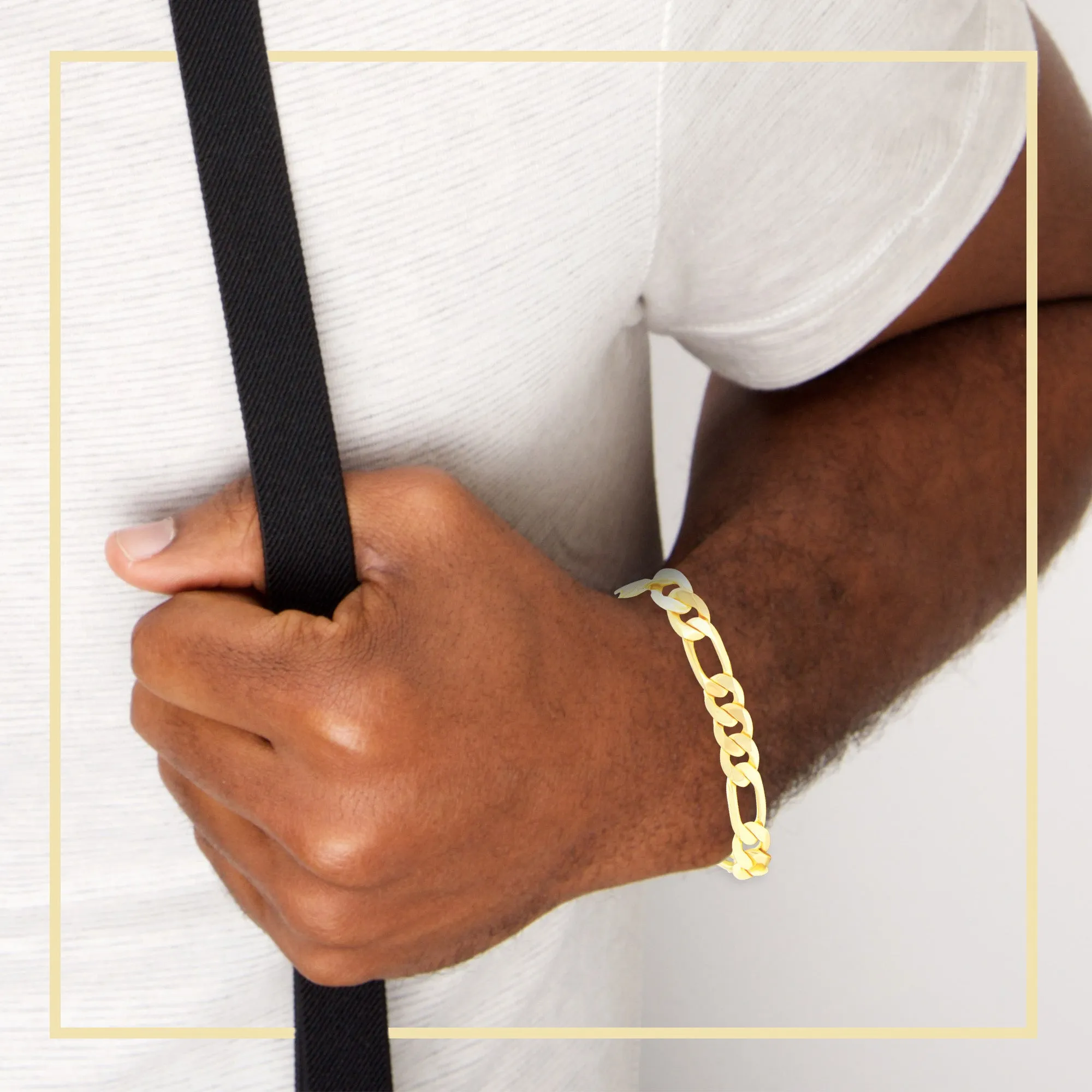Figaro Chain 14K Gold Filled Bracelet 8.5" Lobster Claw Clasp Jewelry Gift for Men