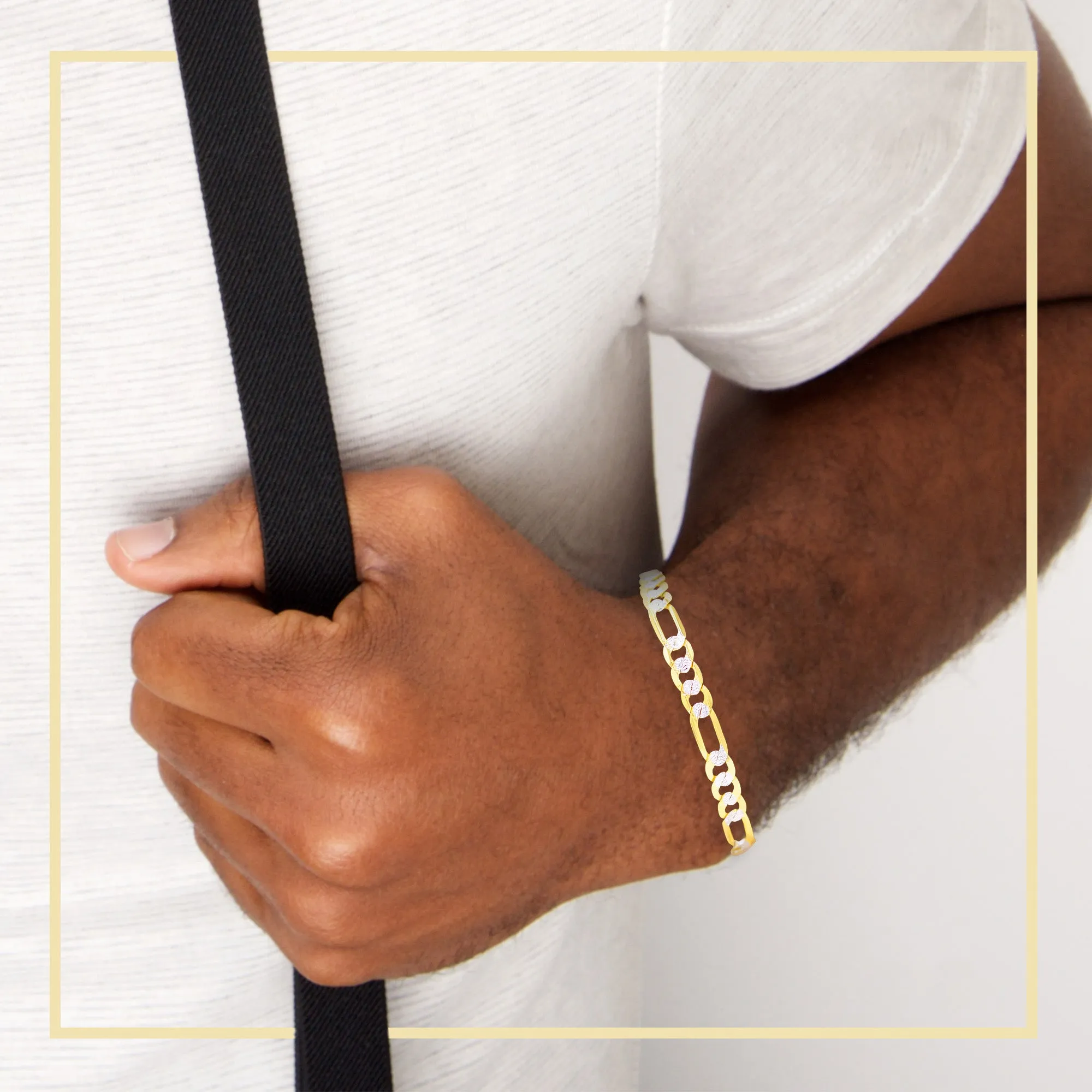Figaro Chain 14K Gold Filled Bracelet 8.5" Lobster Claw Clasp Jewelry Gift for Men