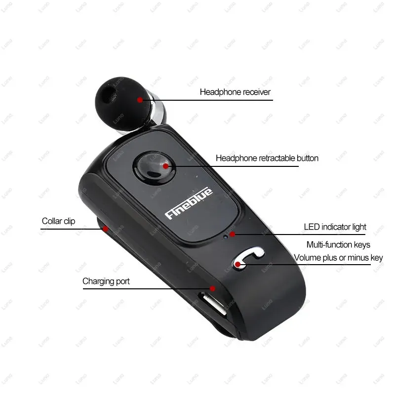 Fineblue F920 Wireless Earphone Bluetooth Headset Ears in Lotus with Wire Clip Heaphones Handsfree Earbuds Retractable Earphones
