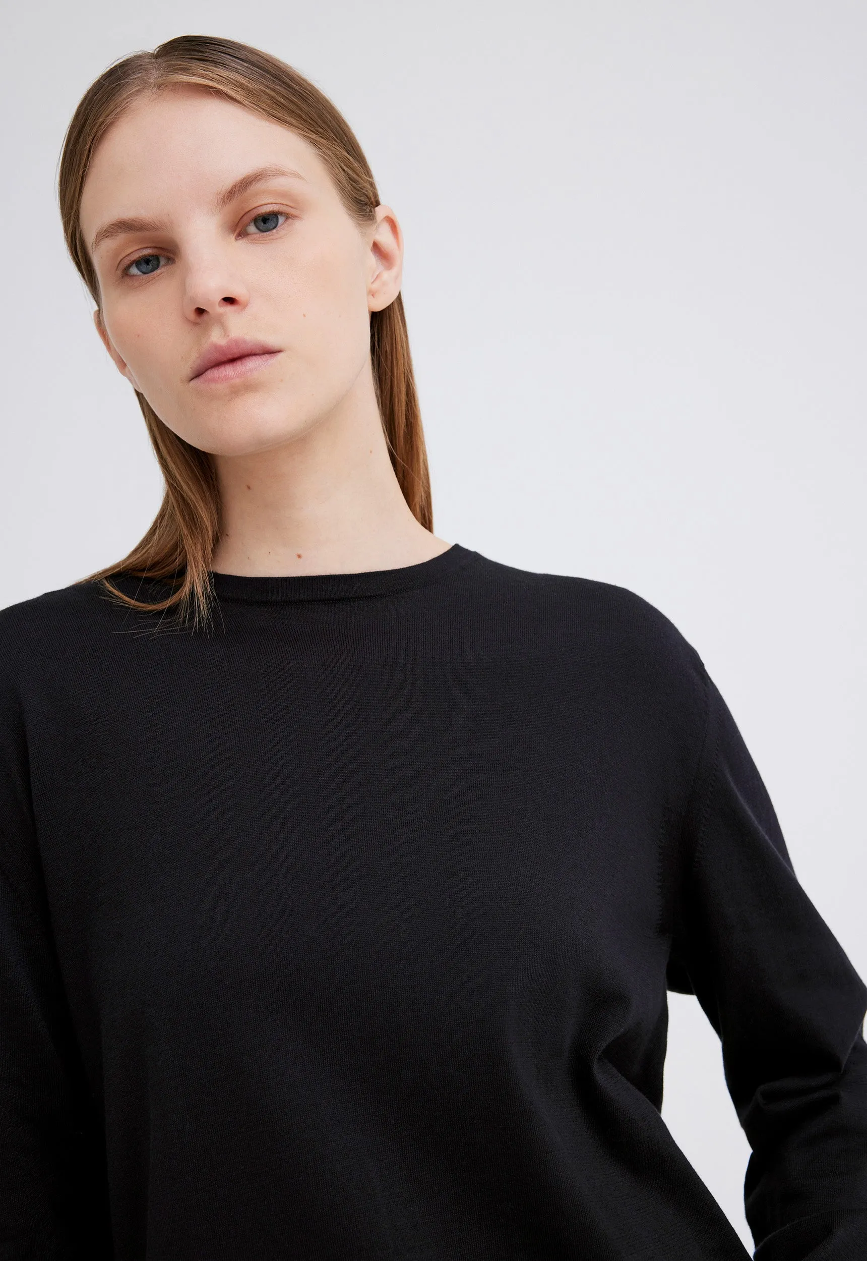 Finn Sea Island Cotton Sweater - Black