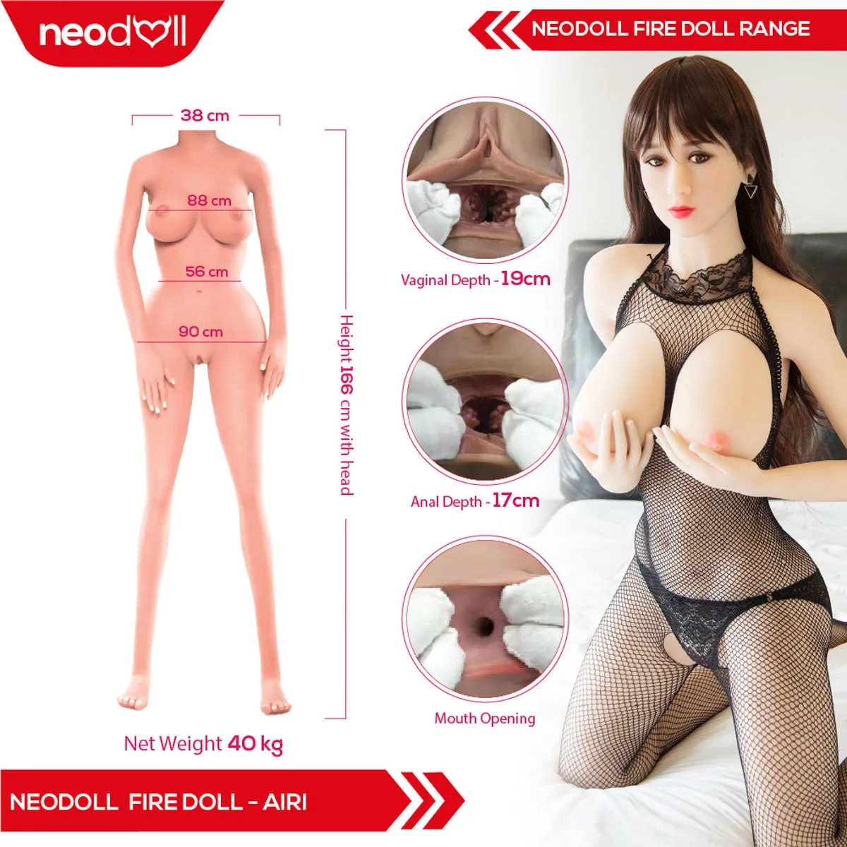 Fire Doll - Airi - Realistic Sex Doll - Tongue included - 166cm - Natural
