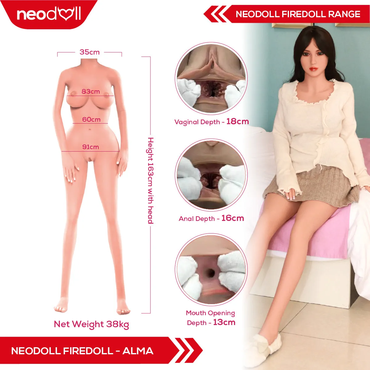 Fire Doll - Alma - Realistic Sex Doll - 163cm - Natural