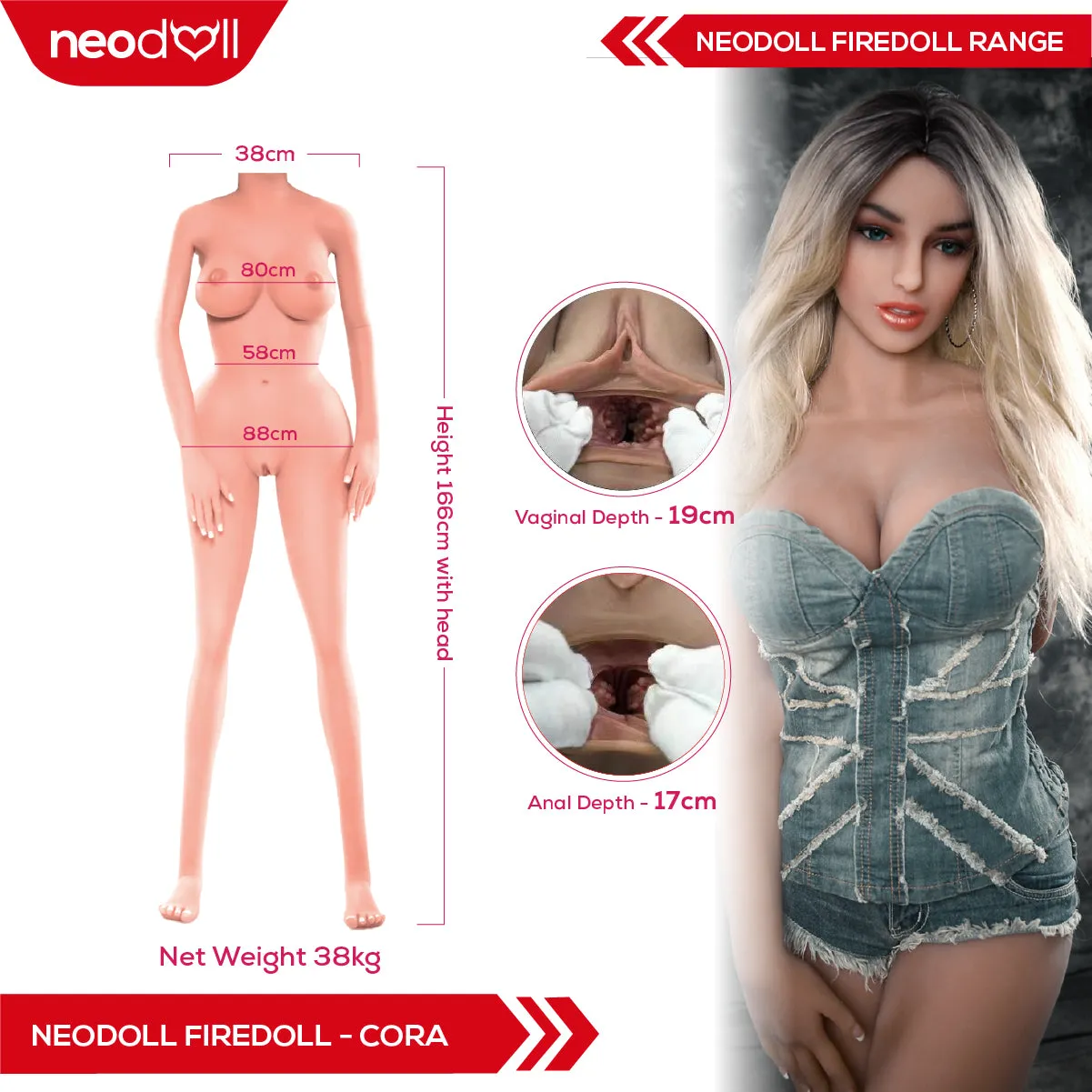 Fire Doll - Cora - Realistic Sex Doll - Gel Breast - 166cm - LightTan