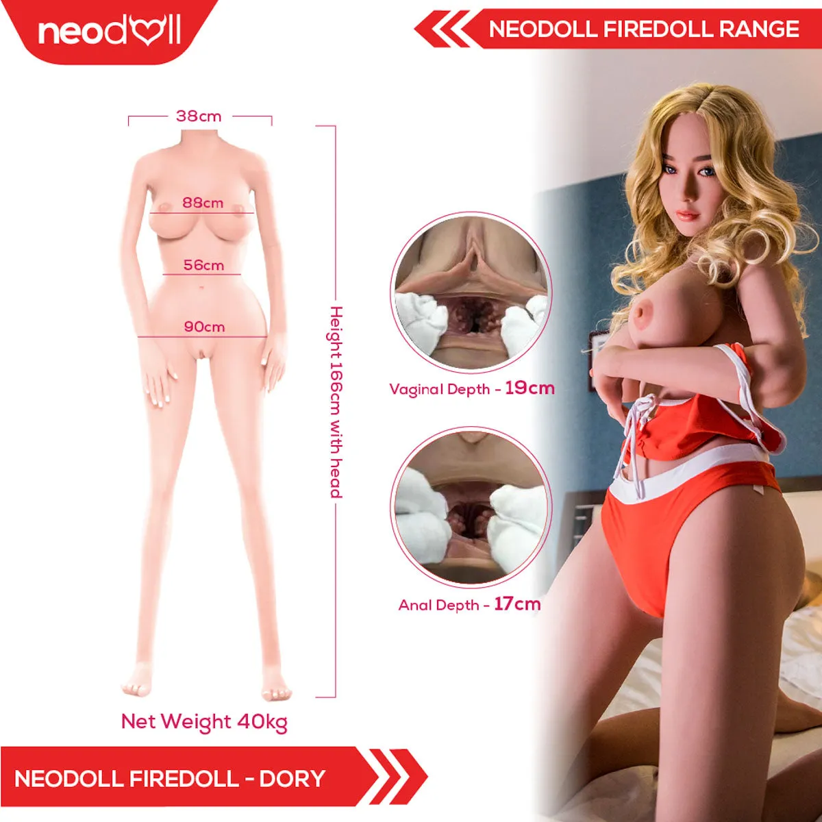 Fire Doll - Dory - Realistic Sex Doll - Tongue included - 166cm - Light Tan