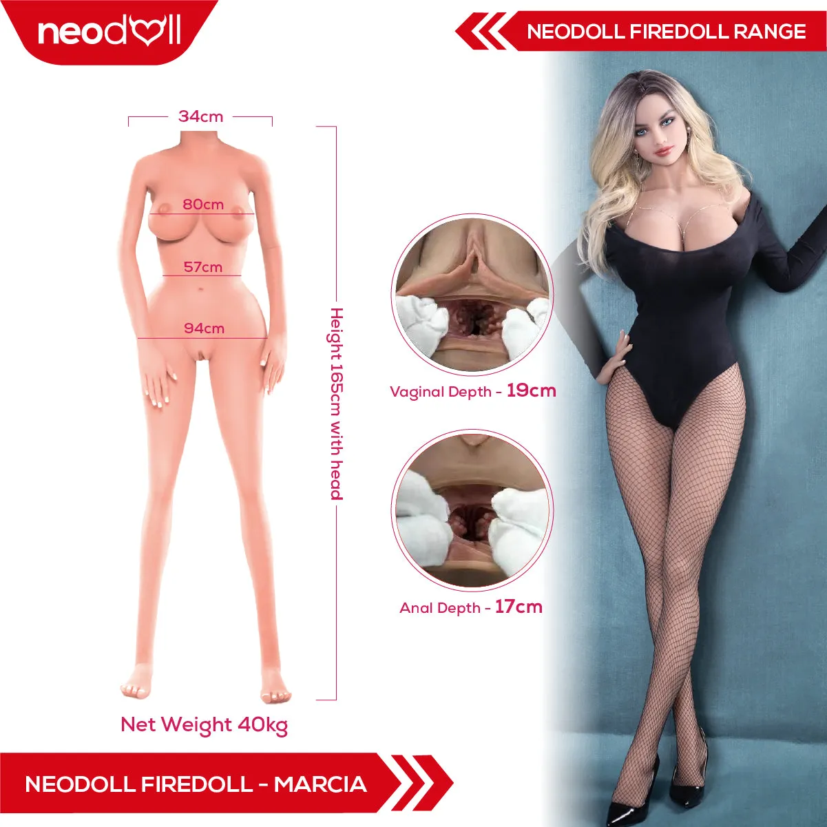 Fire Doll - Marcia - Realistic Sex Doll - Tongue included - 170cm - LightTan