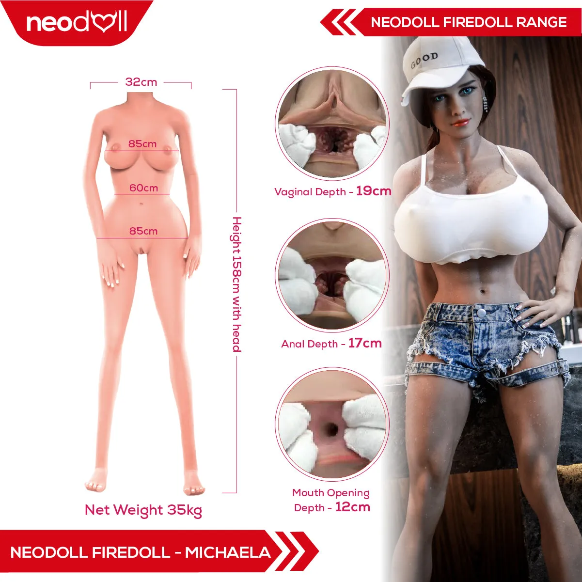 Fire Doll - Michaela - Realistic Sex Doll - 158cm - LightTan