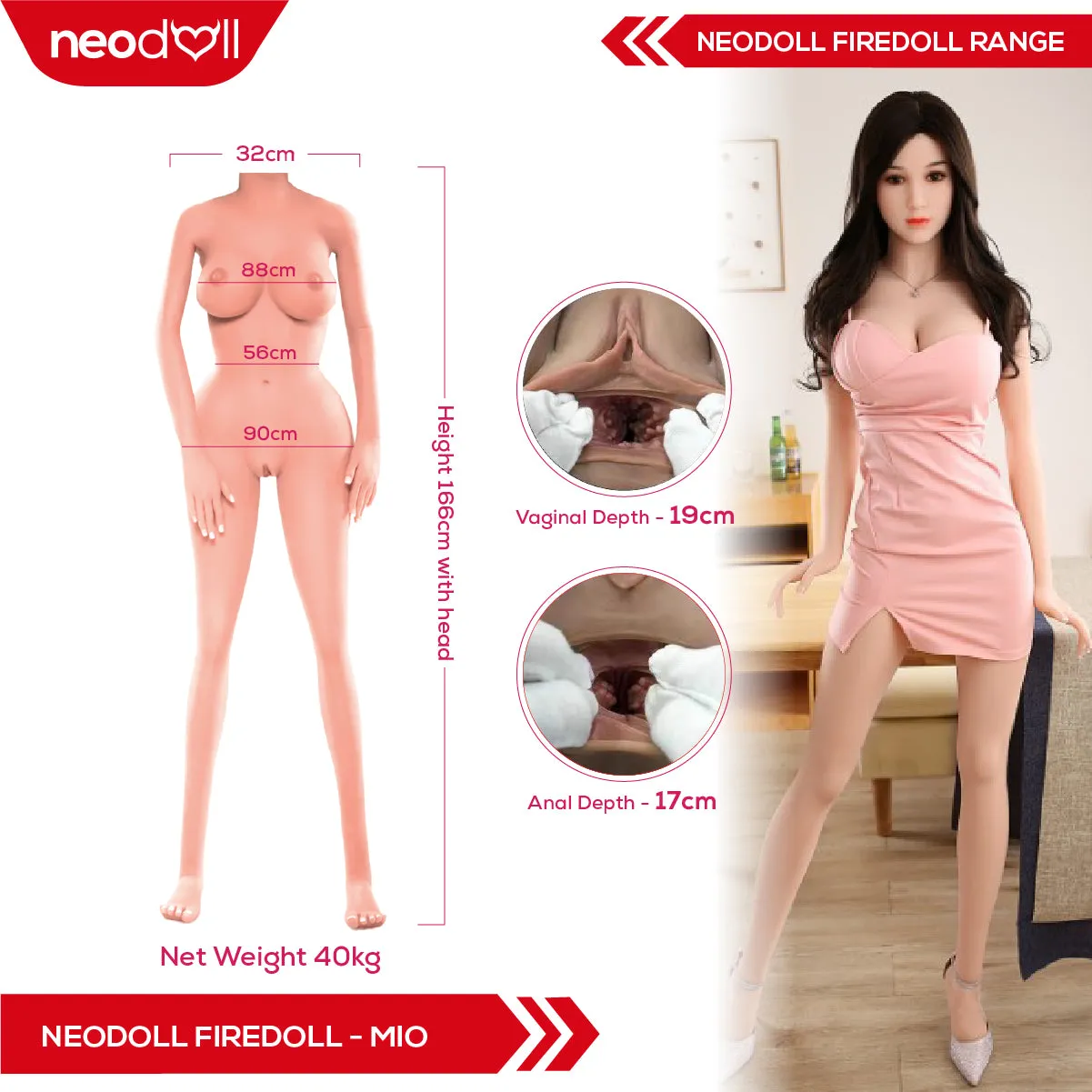 Fire Doll - Mio - Realistic Sex Doll - 166cm -  Natural