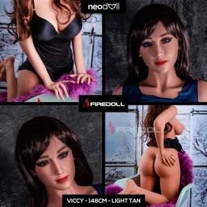 Fire Doll - Viccy - Realistic Sex Doll - Tongue included - 148cm - Light Tan