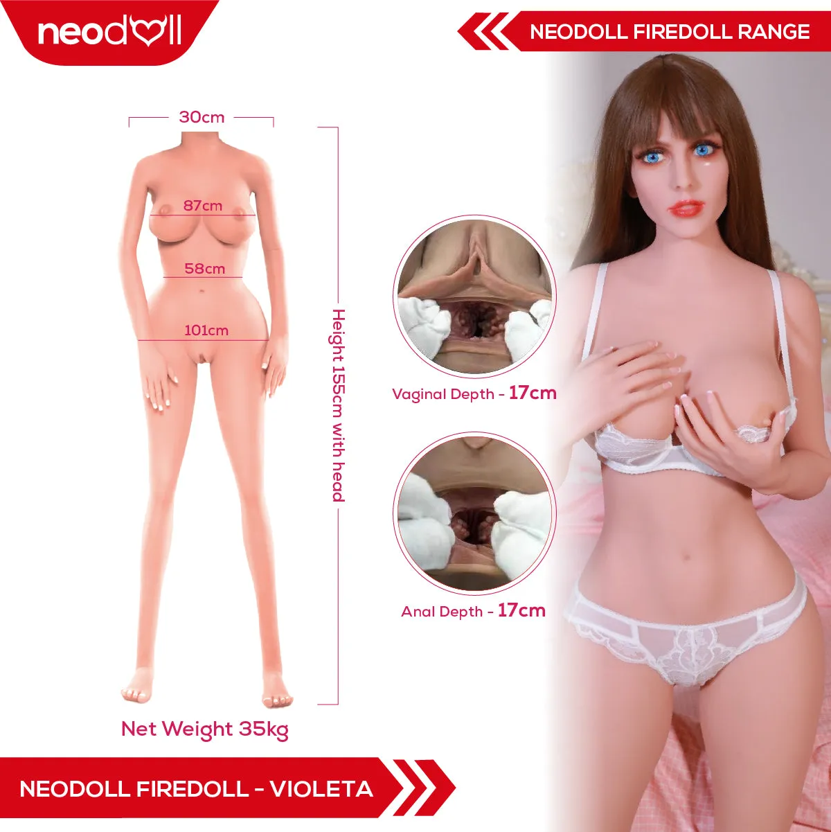 Fire Doll - Violeta - Realistic Sex Doll - 155cm - Light Tan