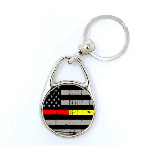 Firefighter & Dispatcher/EMS Half Thin Red & Yellow Line Keychain