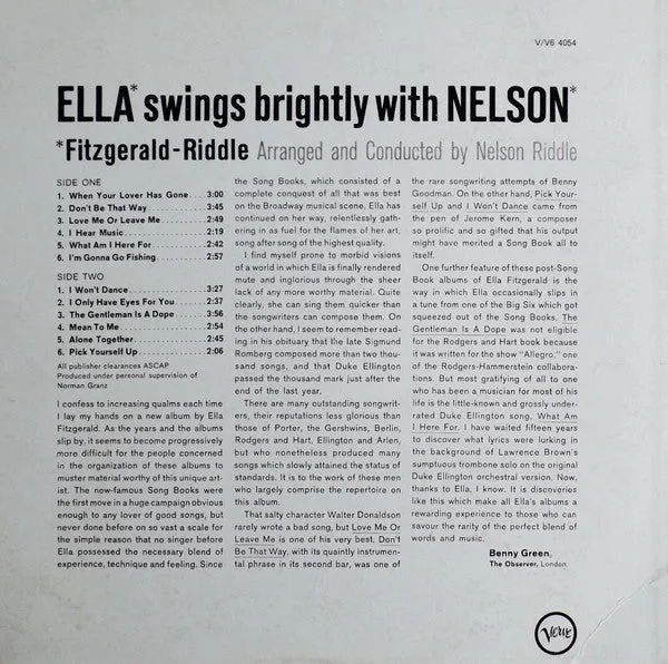 Fitzgerald, Ella - Ella Swings Brightly With Nelson - Super Hot Stamper