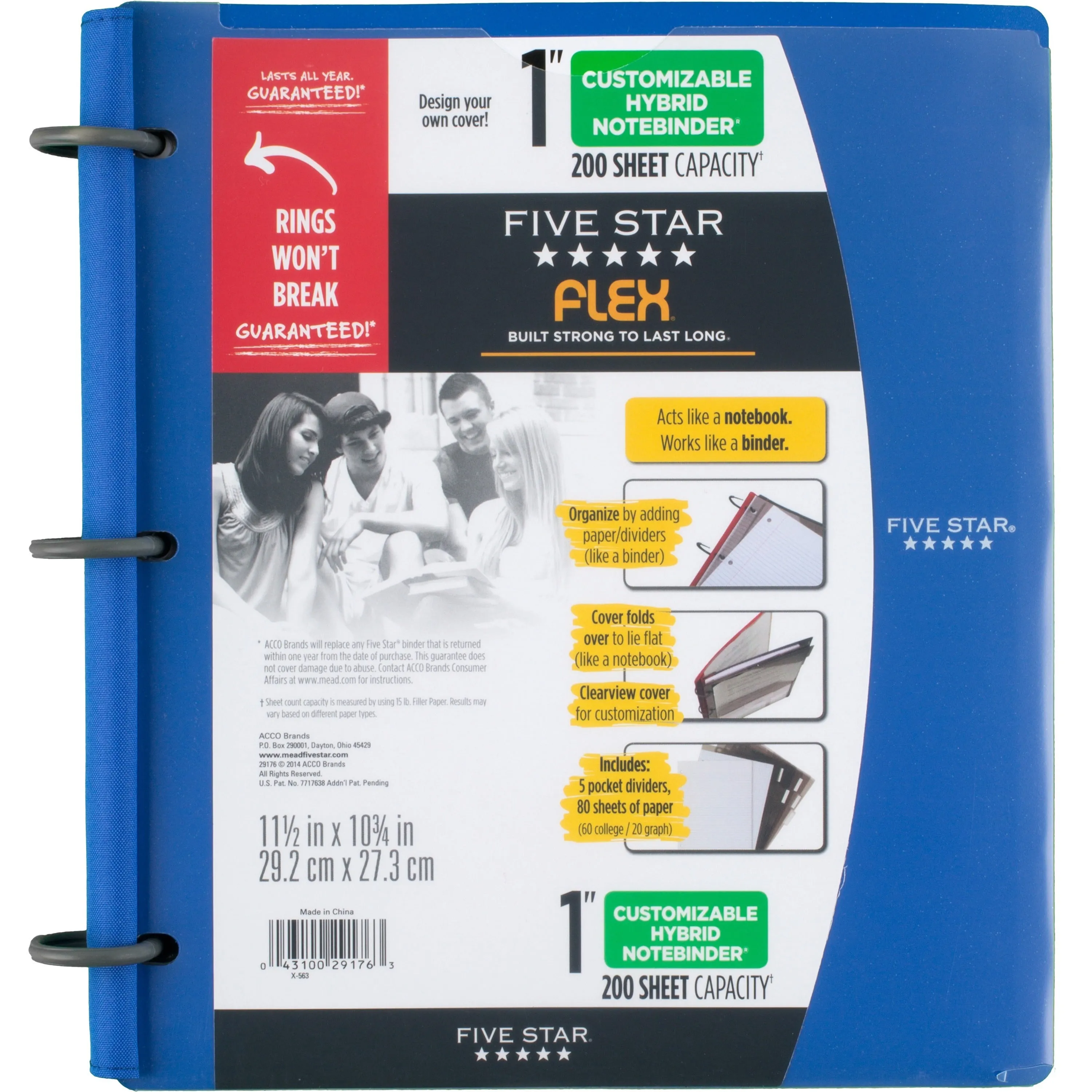 Five Star FiveStar Flex Hybrid 1" NoteBinder