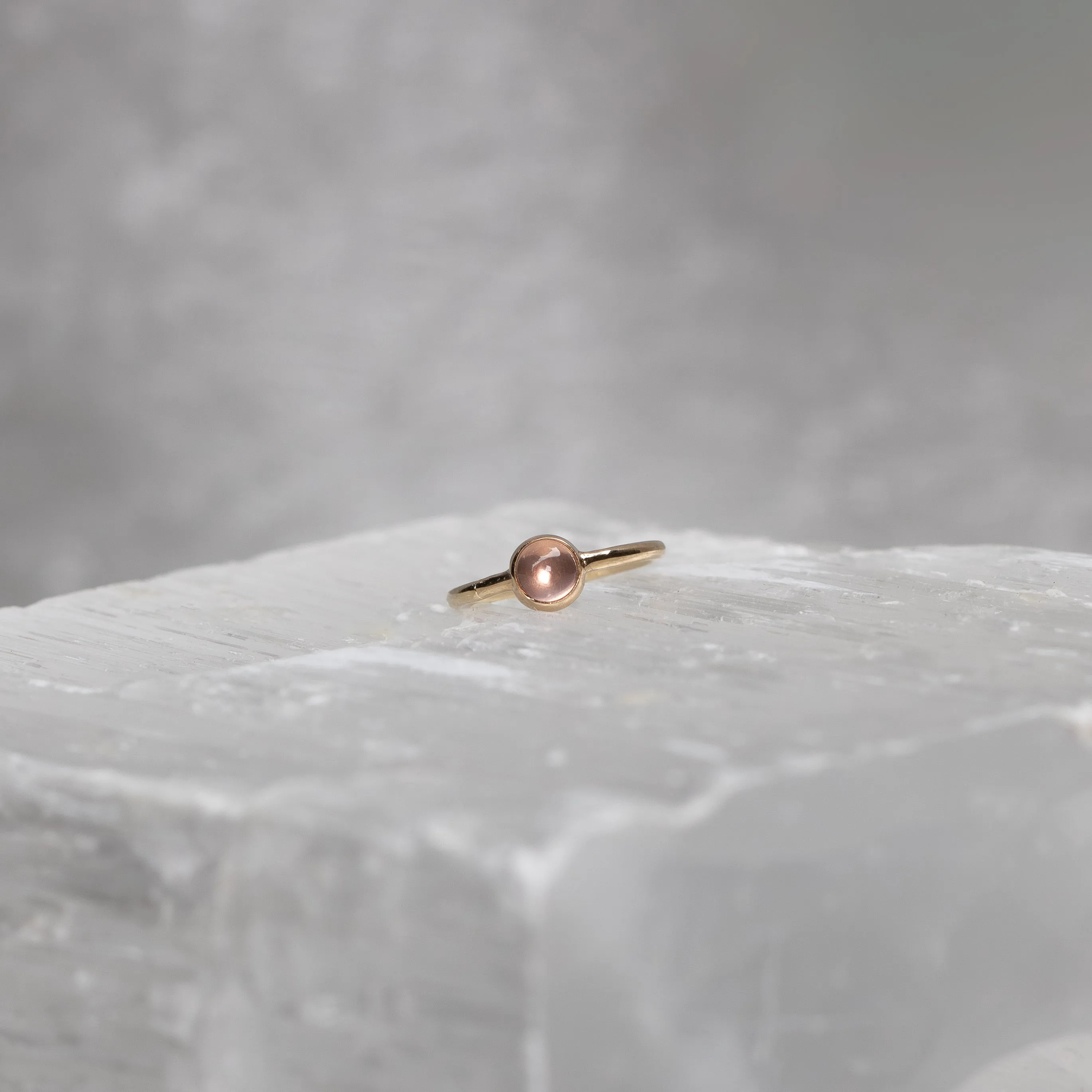 Fixed Bezel Ring with Rose Quartz