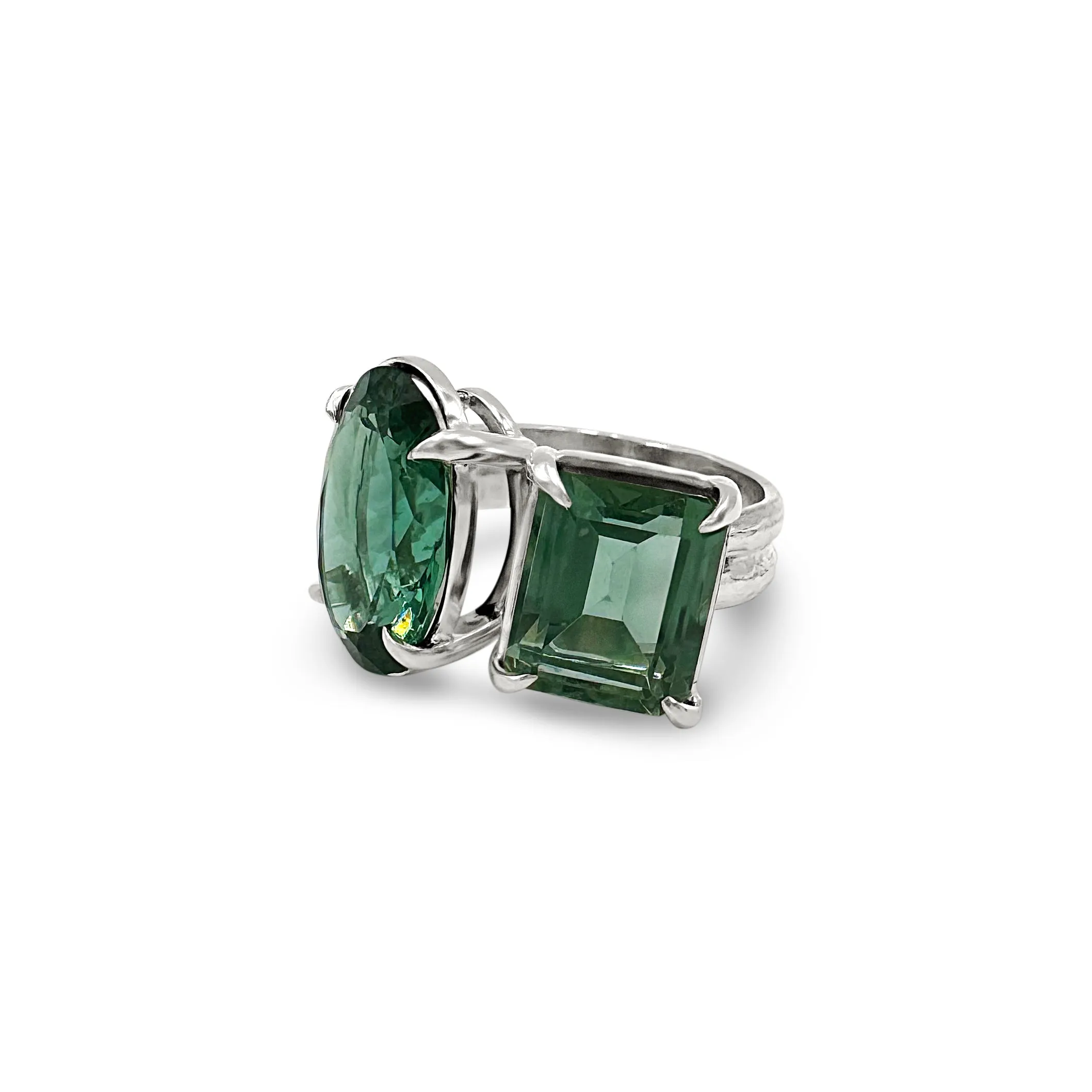 Floating Ring in Green Quartz