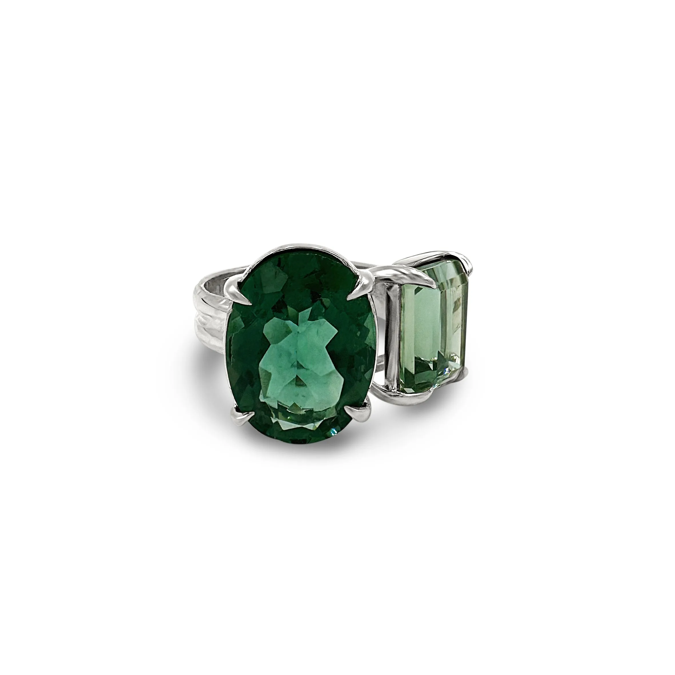 Floating Ring in Green Quartz