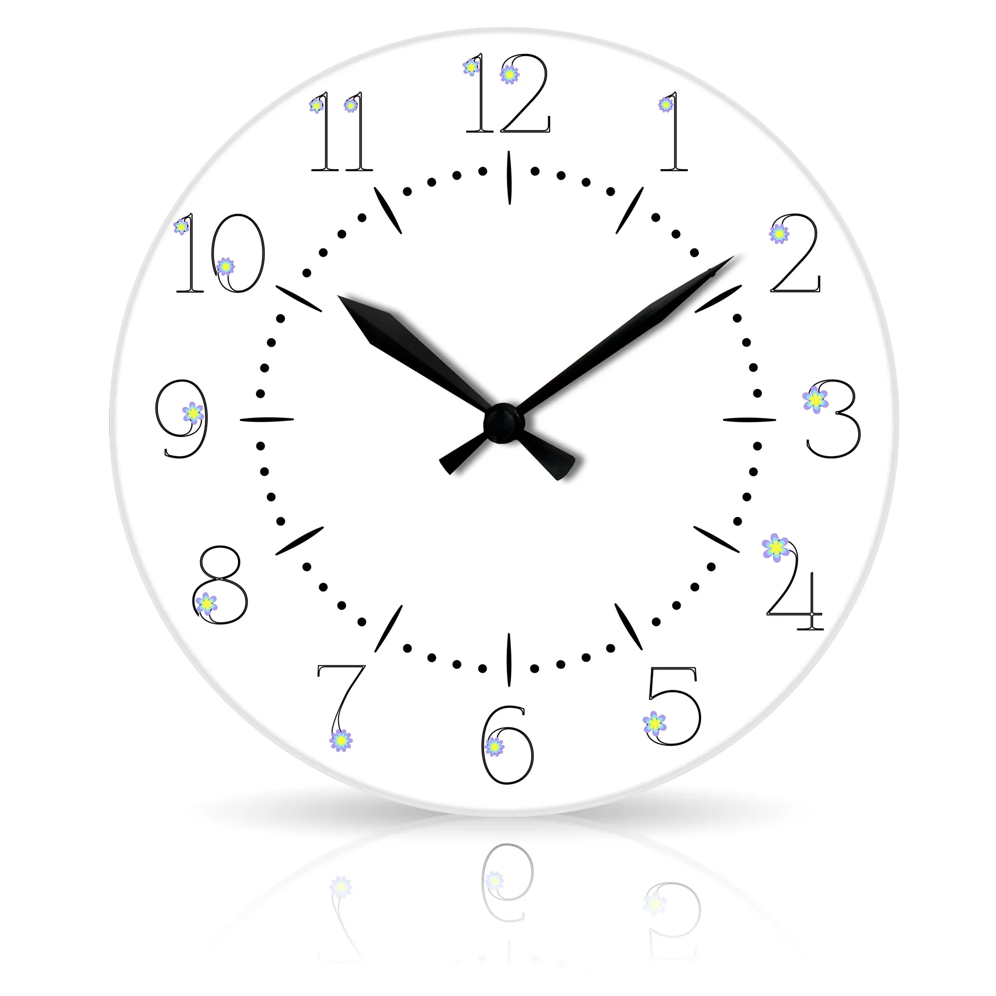 Floral Numbers <br>Round Acrylic Wall Clock 10.75"
