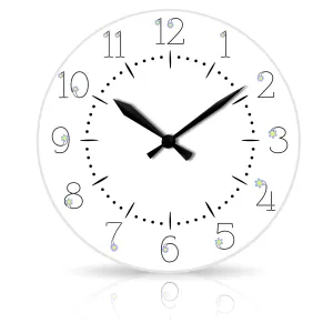 Floral Numbers <br>Round Acrylic Wall Clock 10.75"