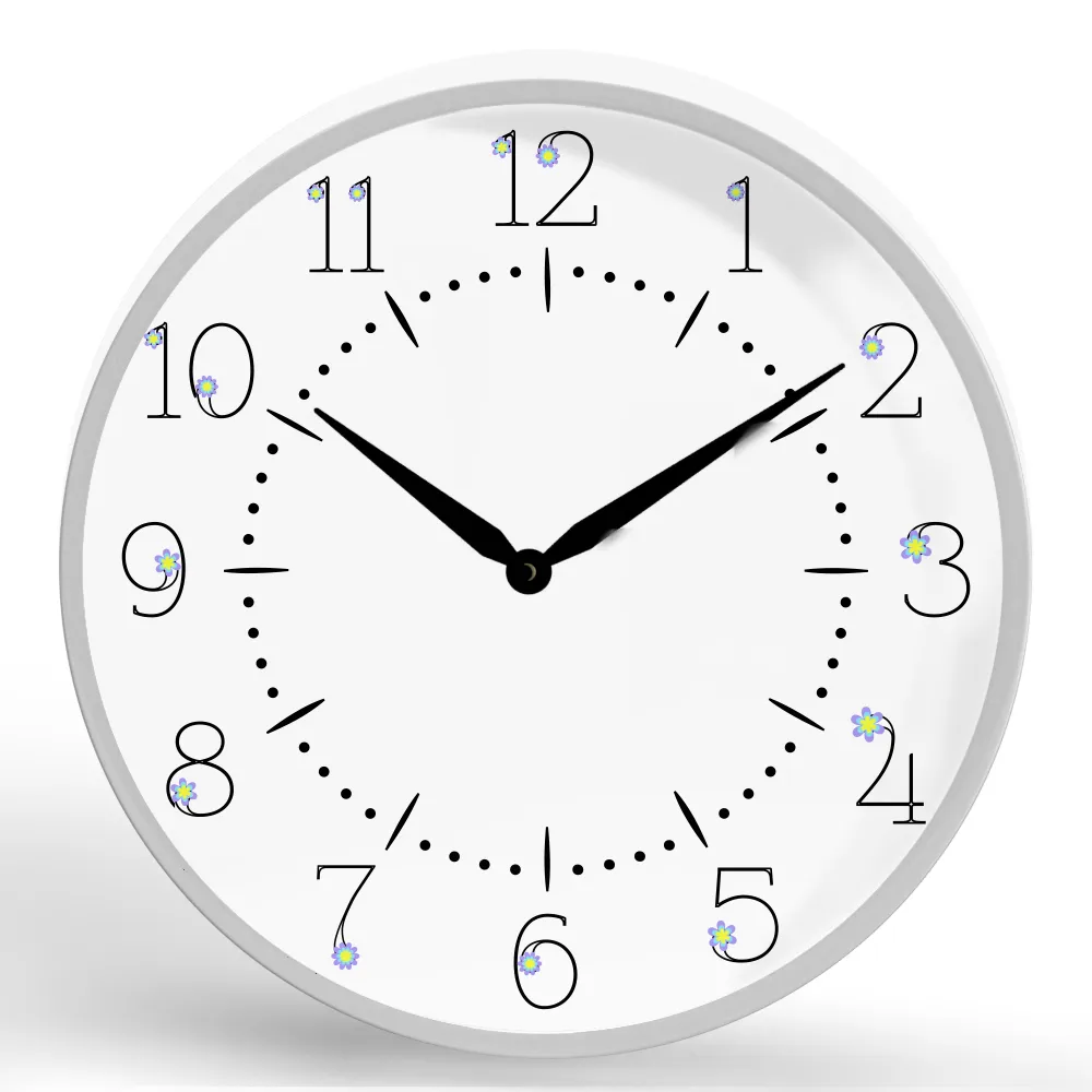 Floral Numbers <br>Round Framed Wall Clock 11.75"