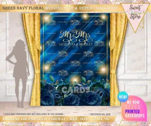 Floral wedding step and repeat backdrop, floral watercolor step and repeat wedding anniversary backdrop, flowers step and repeat wedding