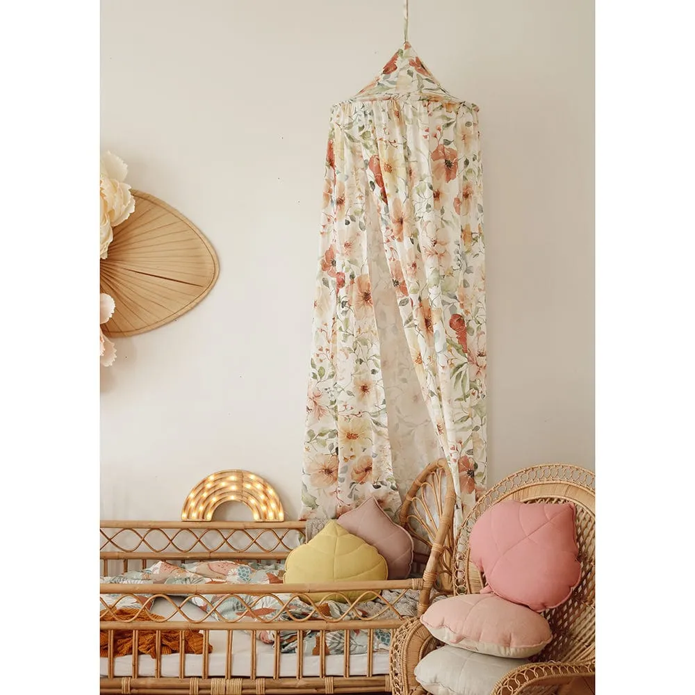 Flower Power Decorative Canopy - Beige, Pink, Red & Green